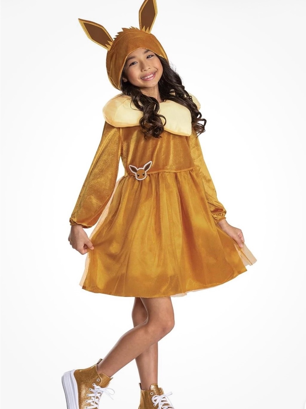 Eevee Evoli Hooded Dress Pokemon Nintendo Halloween Child Costume Sz S/P (4-6X)